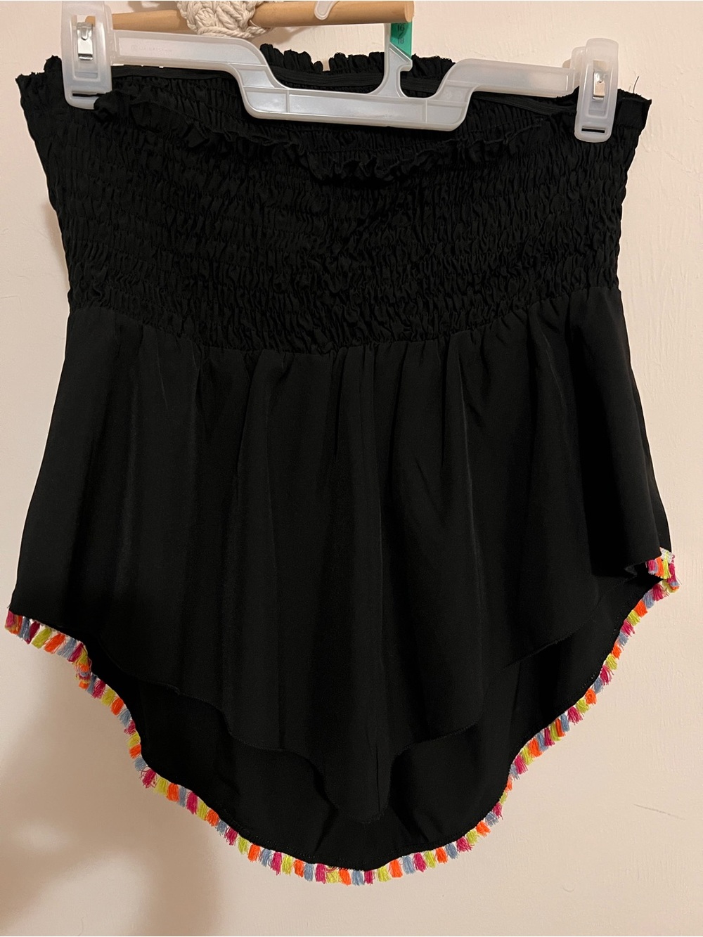 Black strapless smocked tassel top size 1XL